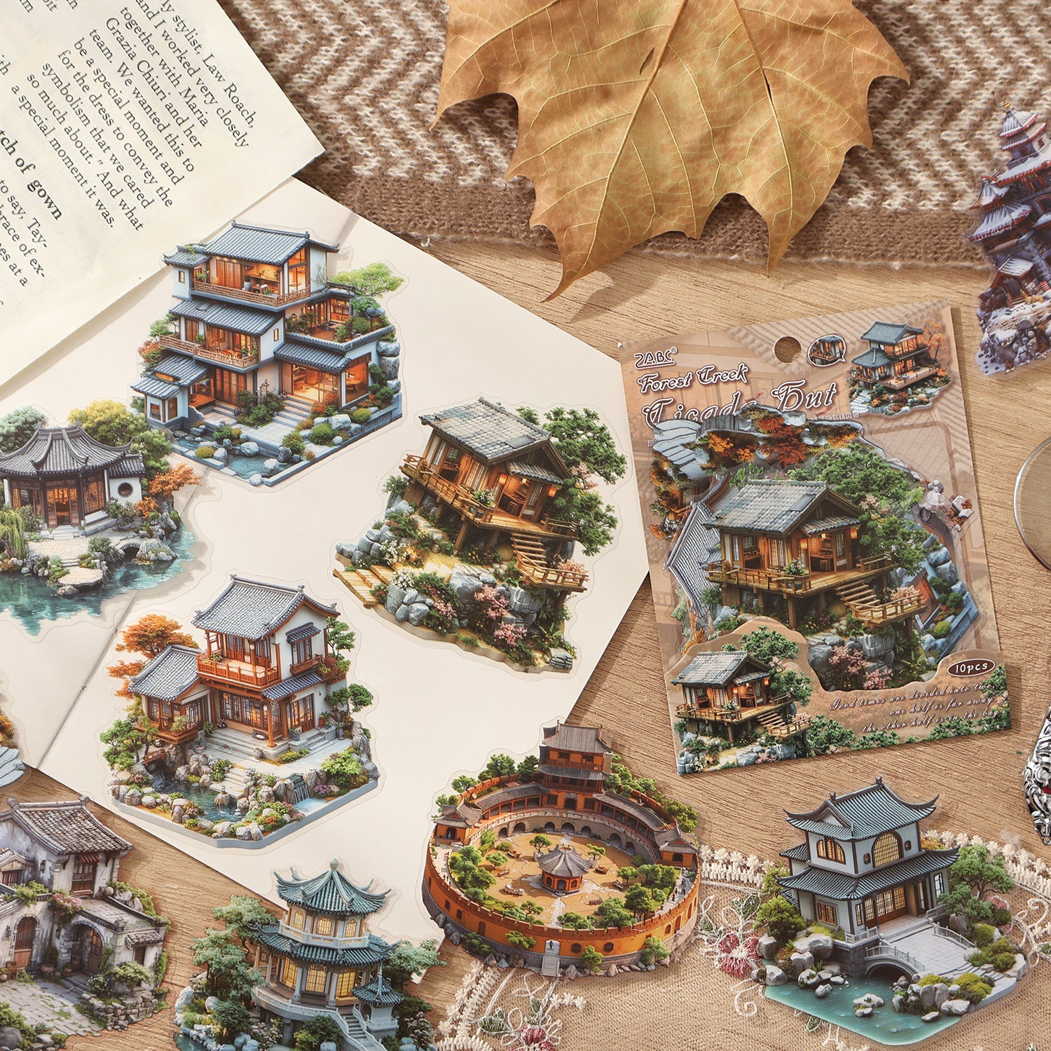 10 Pcs Fantasy House Stickers MZQF
