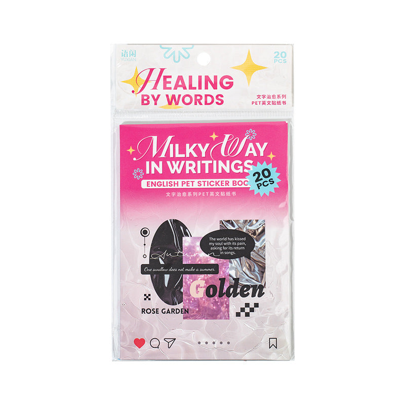 20 Sheets Quote PET Stickers Book WZZY