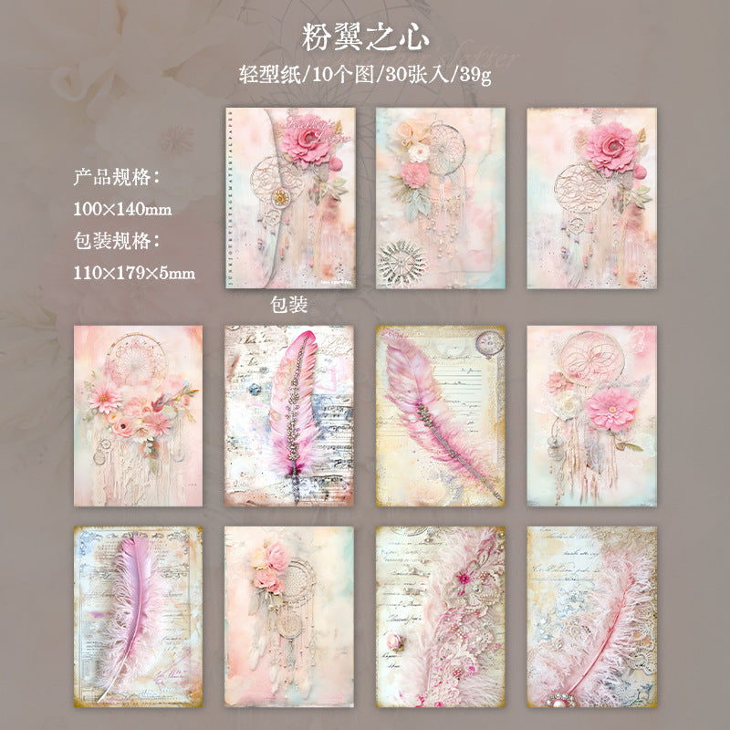 30 Pcs Feather Scrapbook Paper YMDX