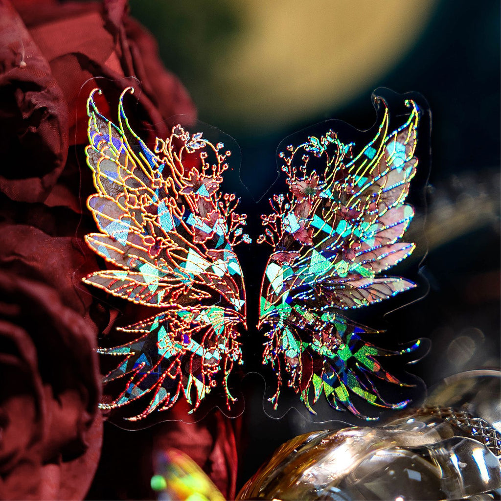 20 Pcs Glitter Butterfly Feather PET Stickers LKJY