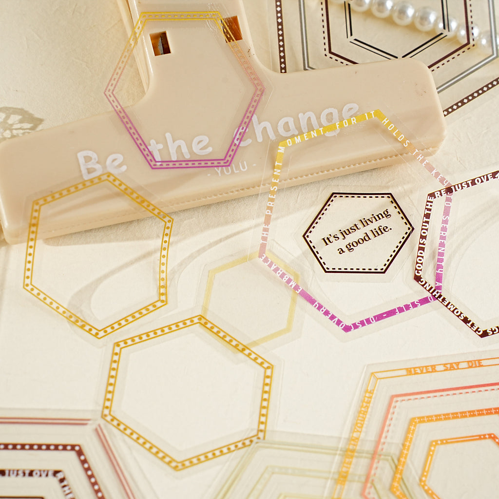 20 Pcs Geometry Frame PET Stickers QCKY