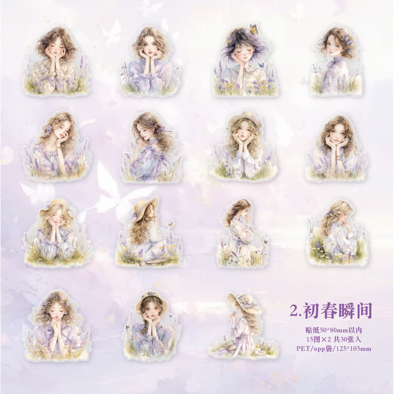 30 Pcs PET Girl Stickers MHSN