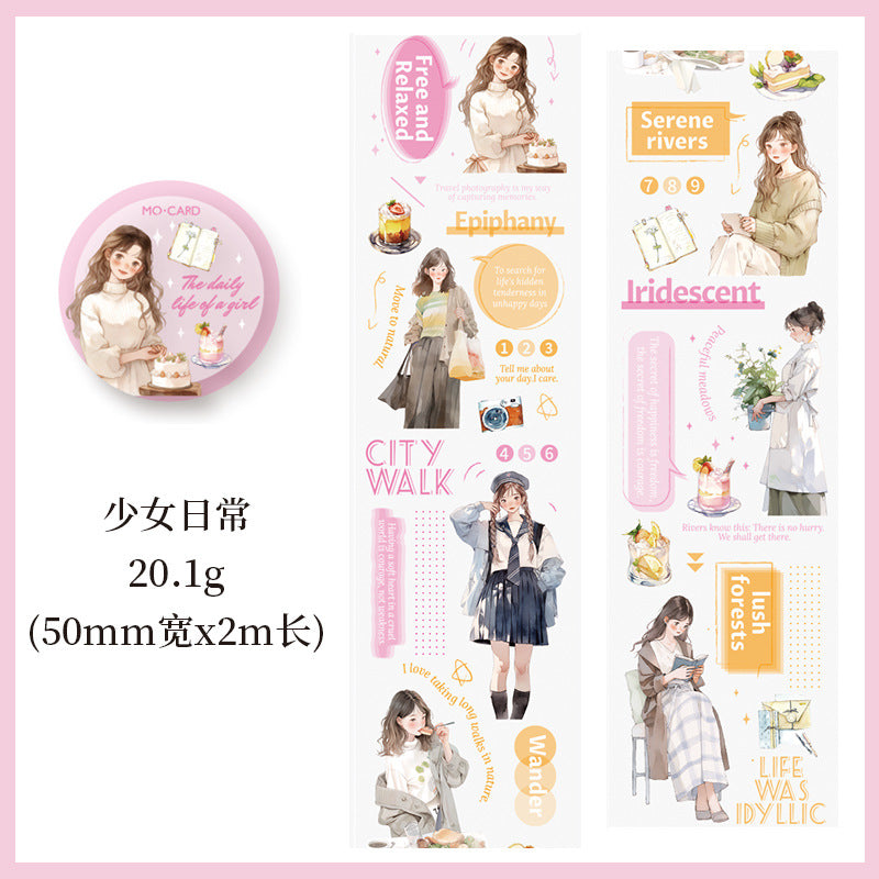 1 Roll Travelling Girl PET Stickers ZGDJJ