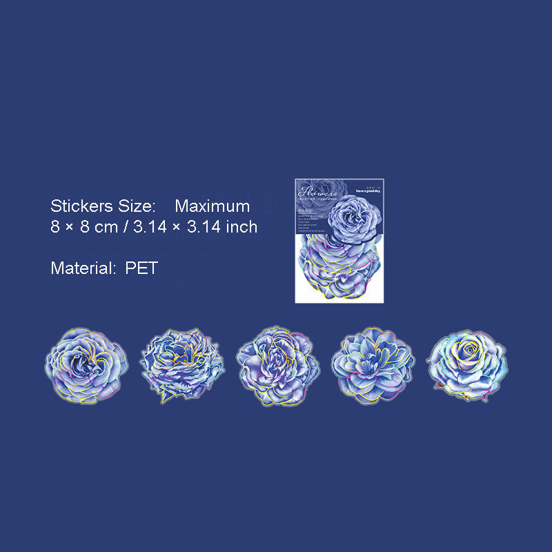10 Pcs Gliter Flower PET Stickers FHSK