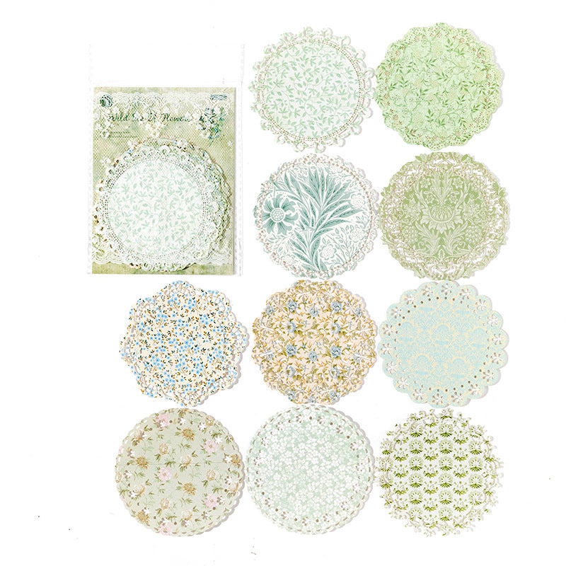 10 Pcs Floral Chintz Vintage Lace Edged Paper HKYQE