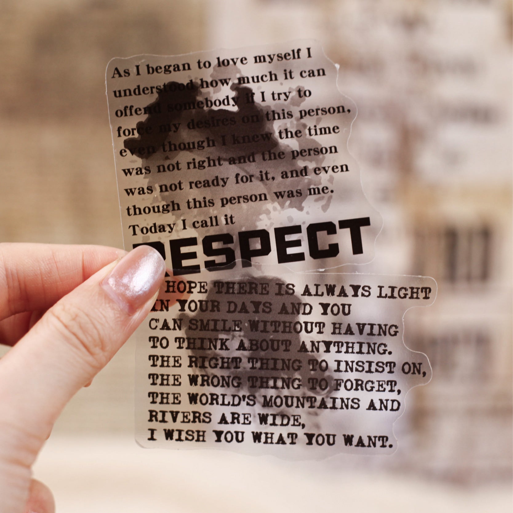 20 Pcs Ink and Quote PET Stickers MRXL