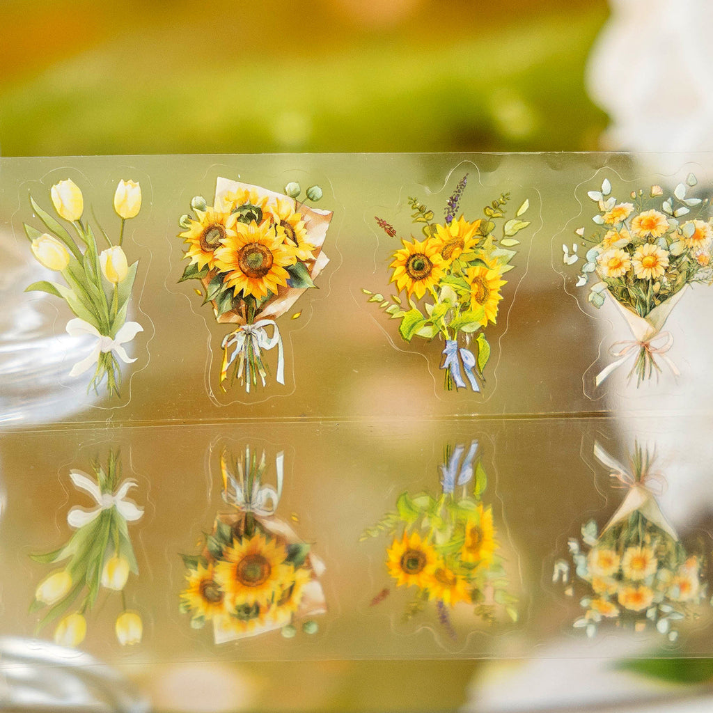1 Roll Flower Bouquet PET Stickers Tape LMHS