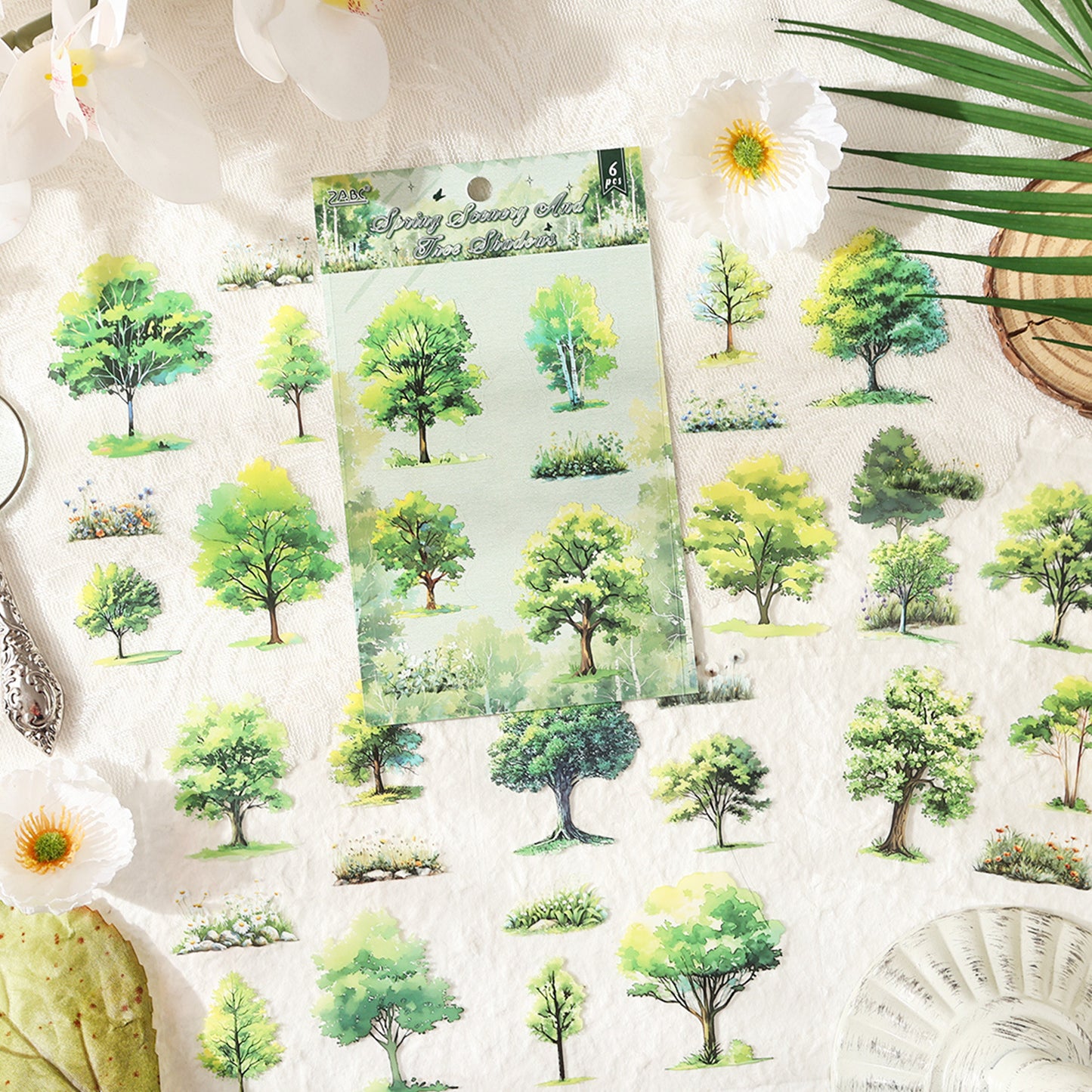 4 Sheets Seasonal Tree Stickers SJSJ