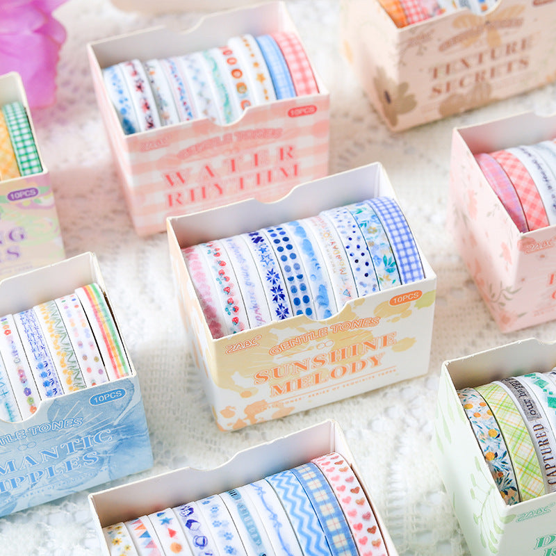 10 Rolls Narrow Washi Tape for Planner Diary WRSD