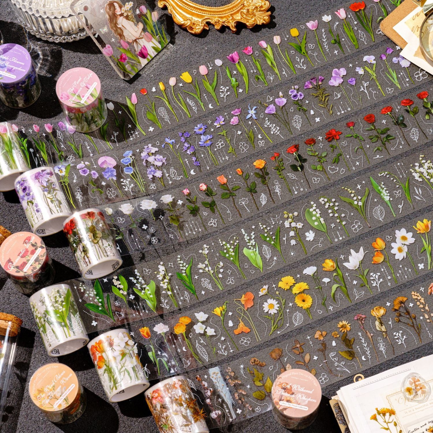 1 Roll Flower PET Tape Stickers SCHY