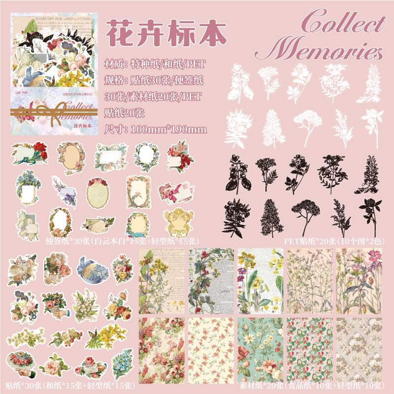 100 Pcs Junk Journal Supplies Kit SJHY