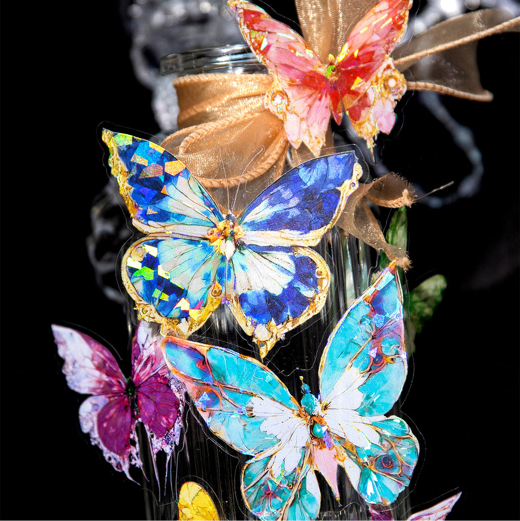 20 Pcs Holographic PET Butterfly Stickers BSDY