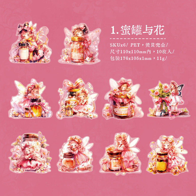 10 Pcs Little Girl PET Stickers XNHRJ
