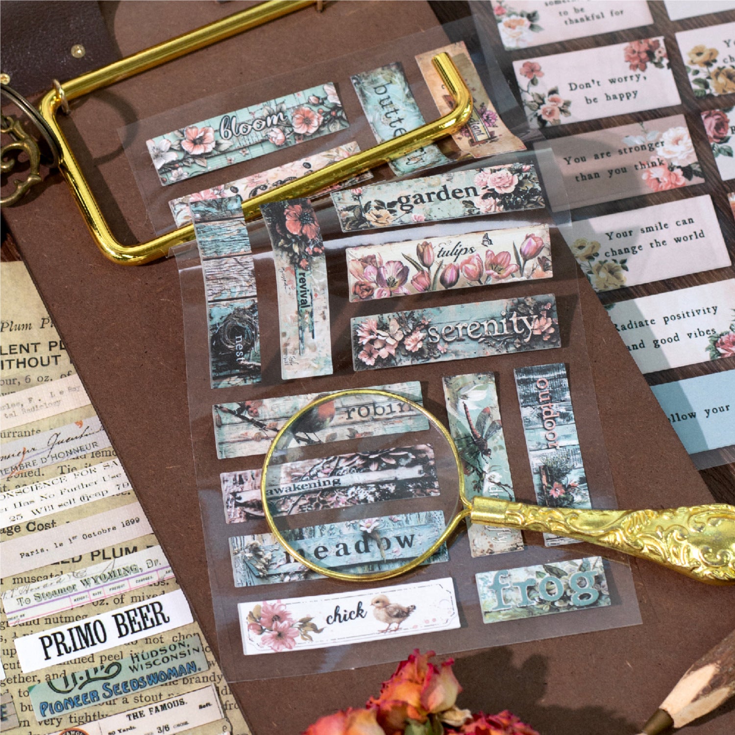 6 Sheets Vinage Words Art Stickers WZYSJ