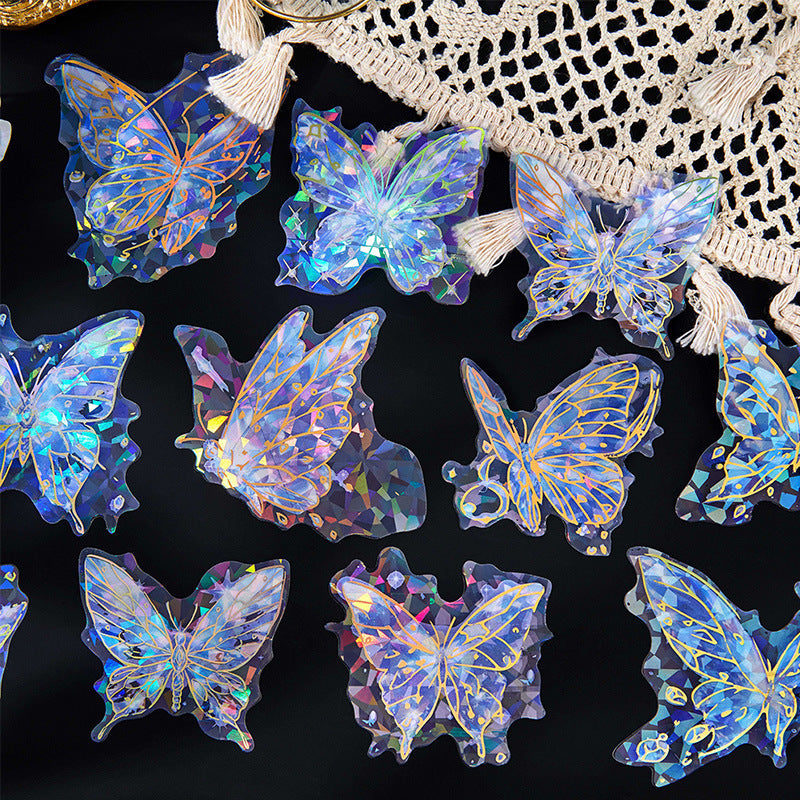 30 Pcs Shell Light Butterfly PET Stickers XMDL