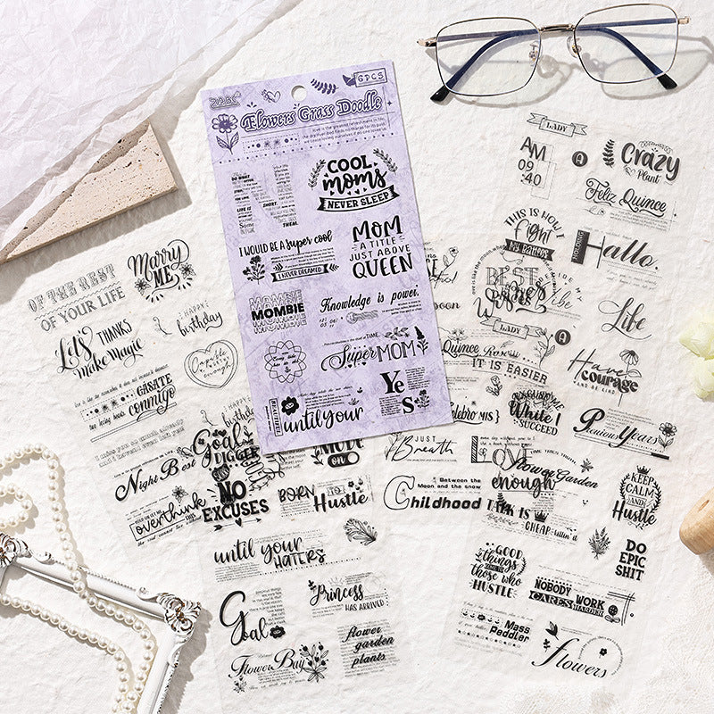 6 Sheets Quote PET Stickers YRQY