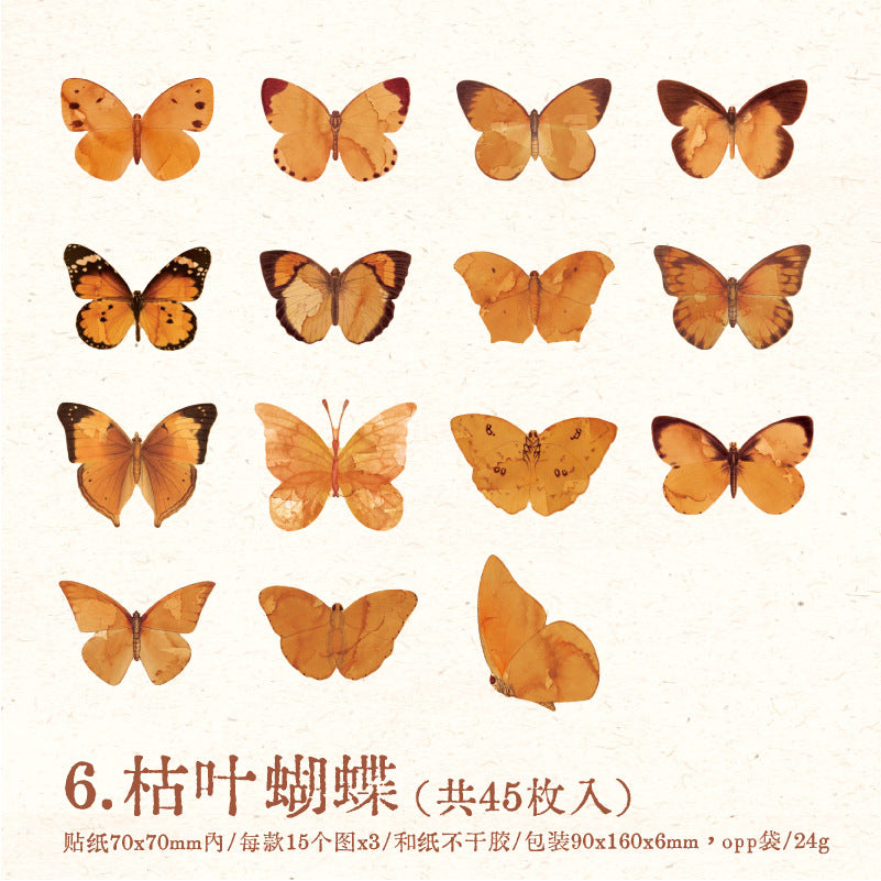 45 Pcs Vintage Plant Stickers LRSL