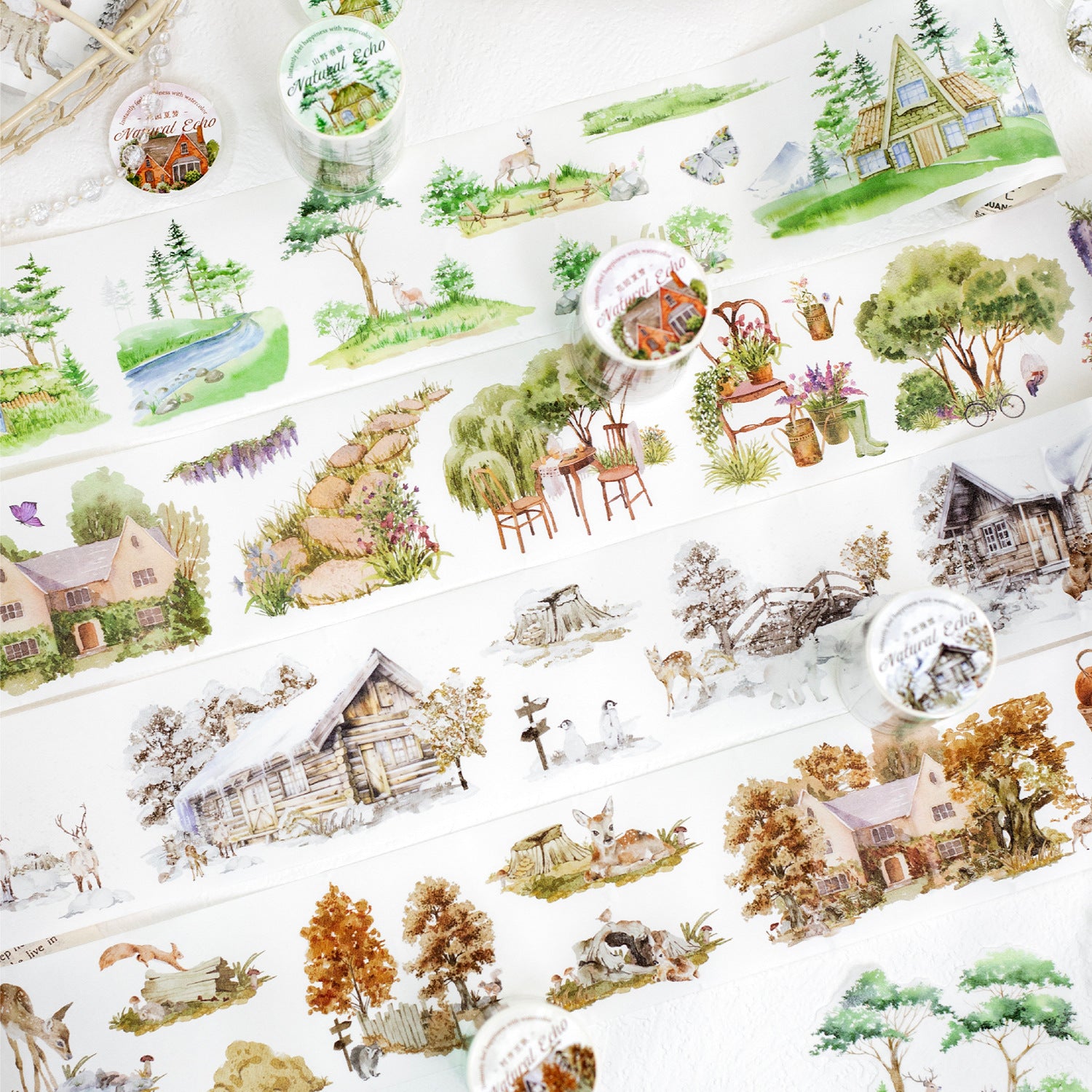 1 Roll Wild Landscape Washi Stickers Tape DFLT
