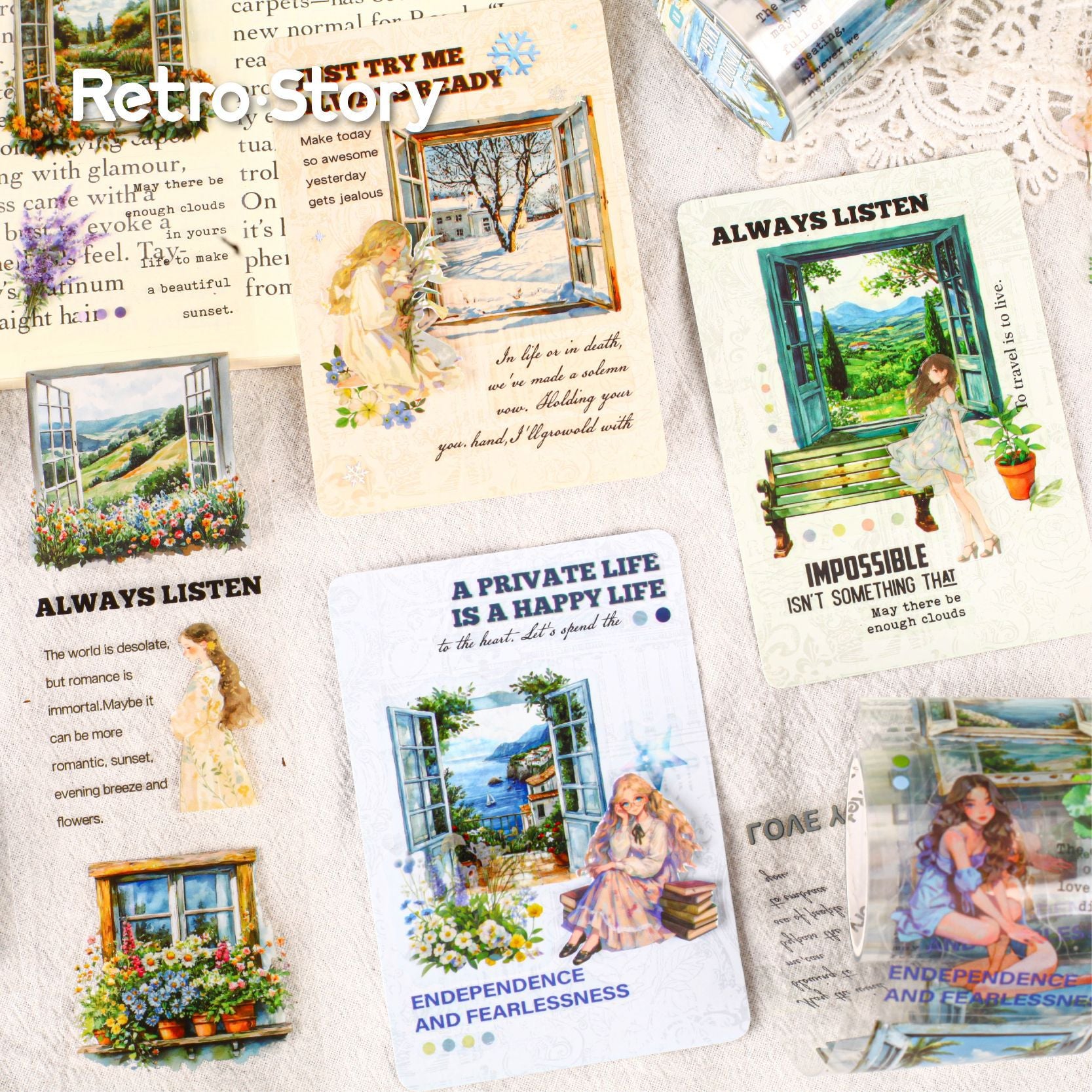 1 Roll Summer Window PET Stickers Tape CYXL