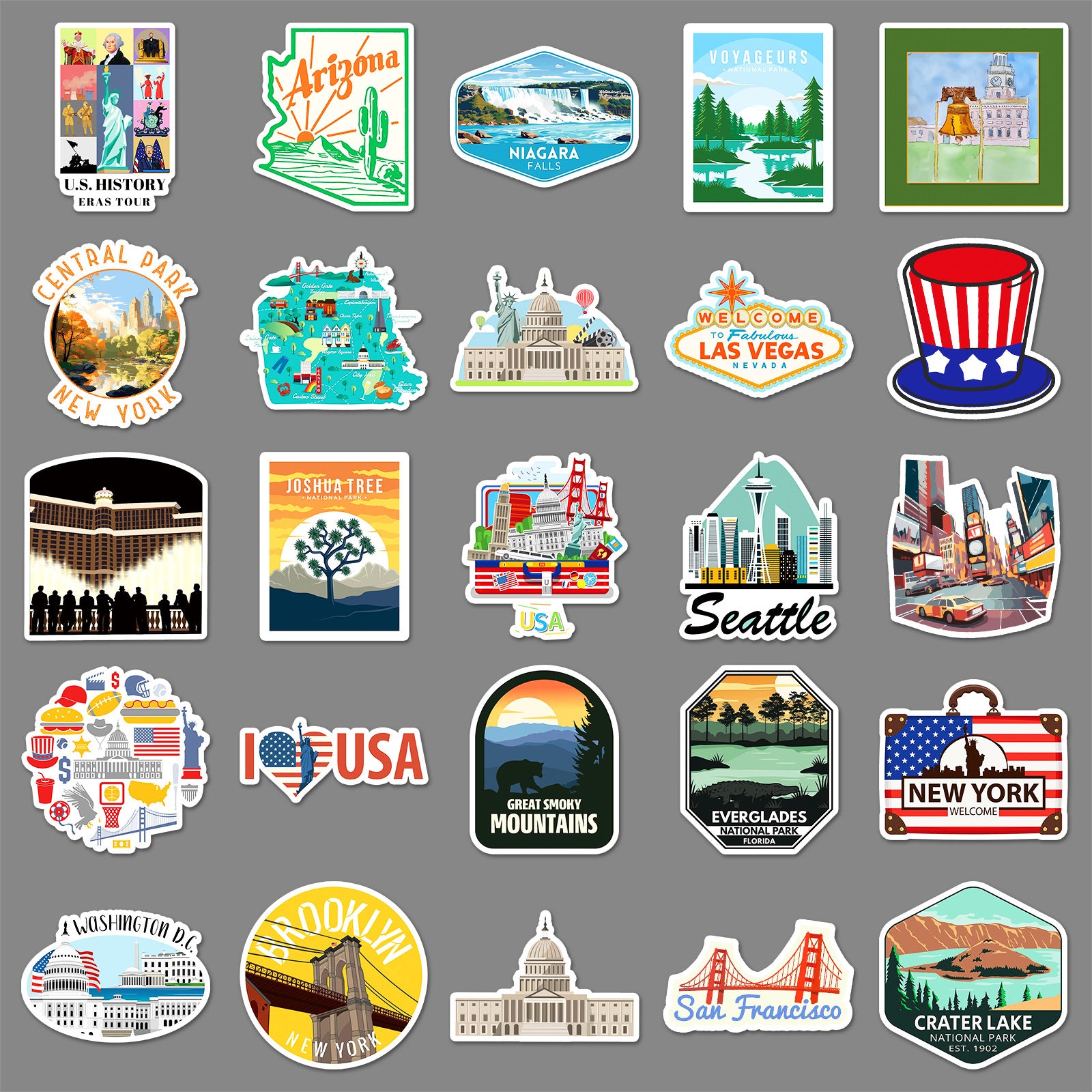 50Pcs United States Travel Vinyl Stickers TRV10