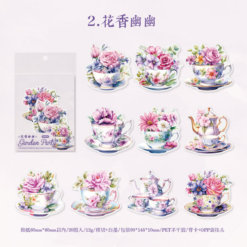 20 Pcs Mug and Flowers PET Stickers HYCHH