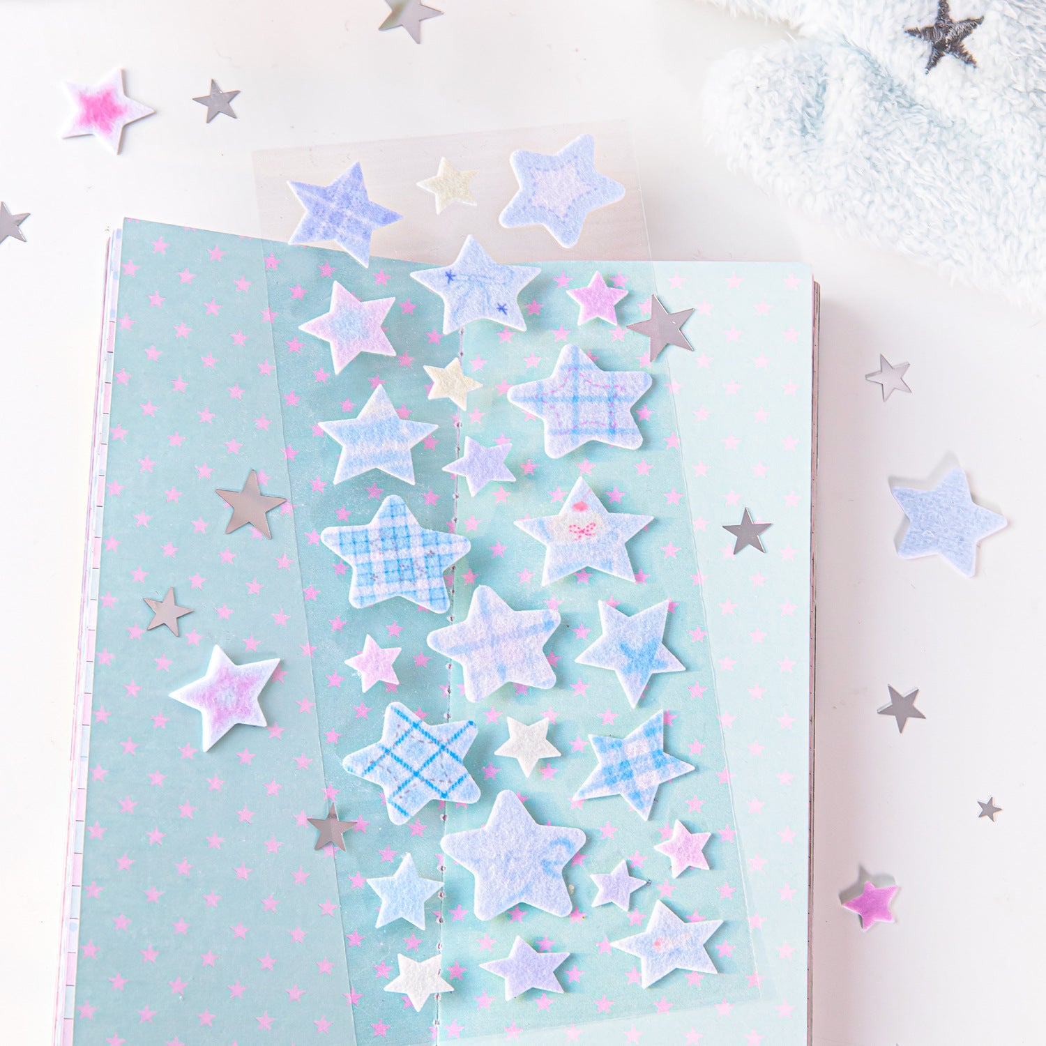 1 Sheet Fabric Star Stickers ZDXX