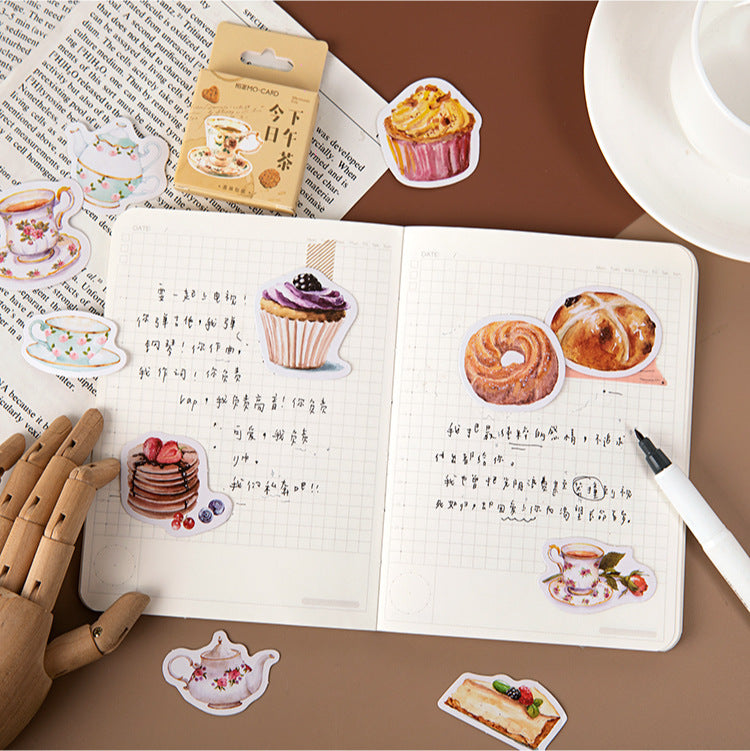 46 Pcs Small Coffee Tea Bread Stickers JRXWC