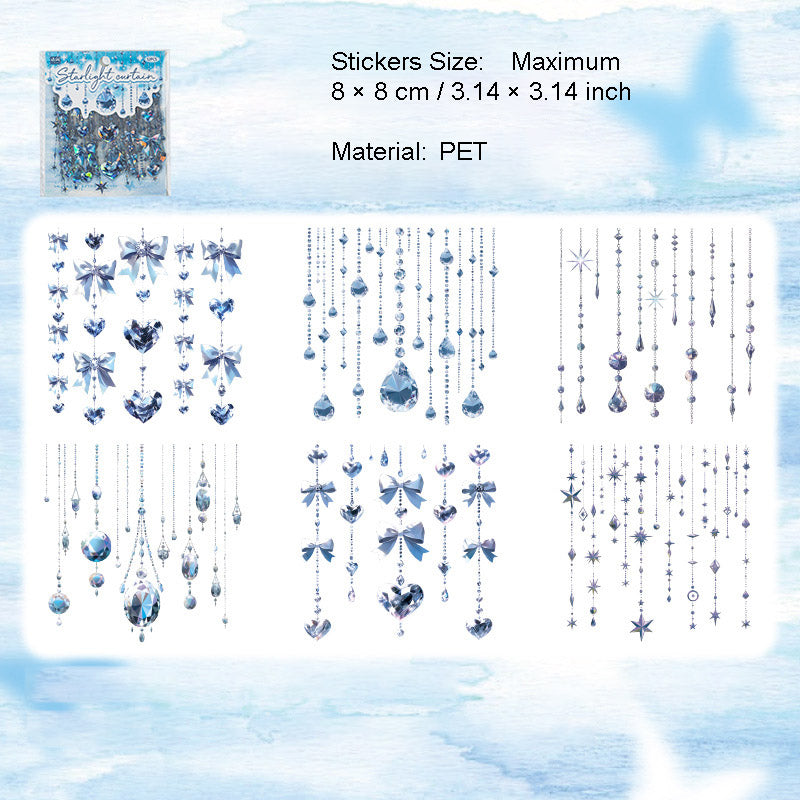 12 Pcs Gliter PET Stickers XGML