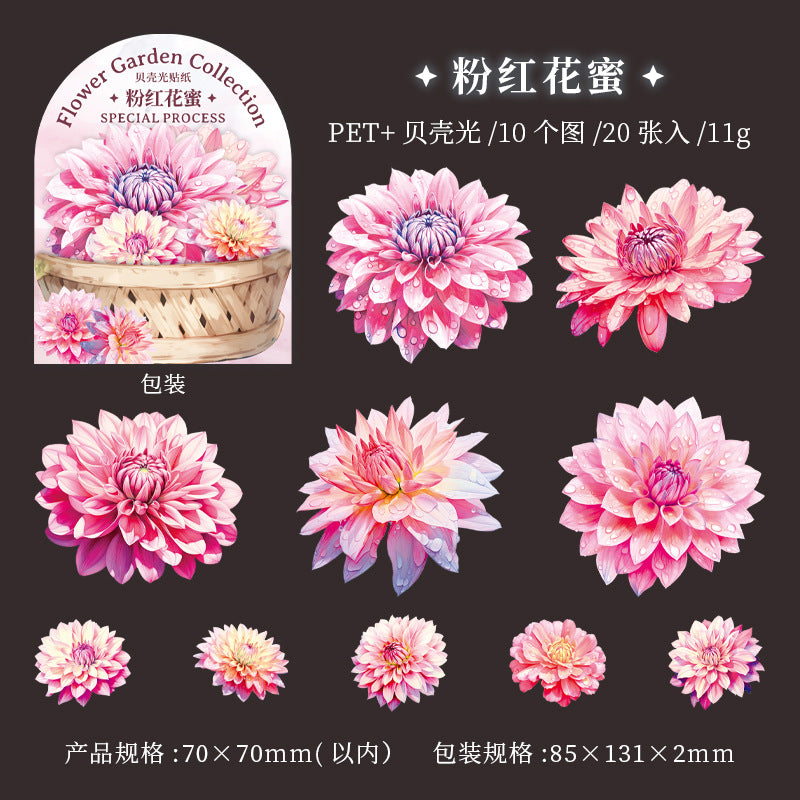 20 Pcs PET Flower Stickers HPJX