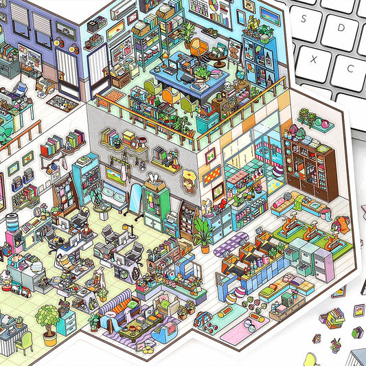 3D Shop Store Scene DIY Stickers Kit JRYYZ