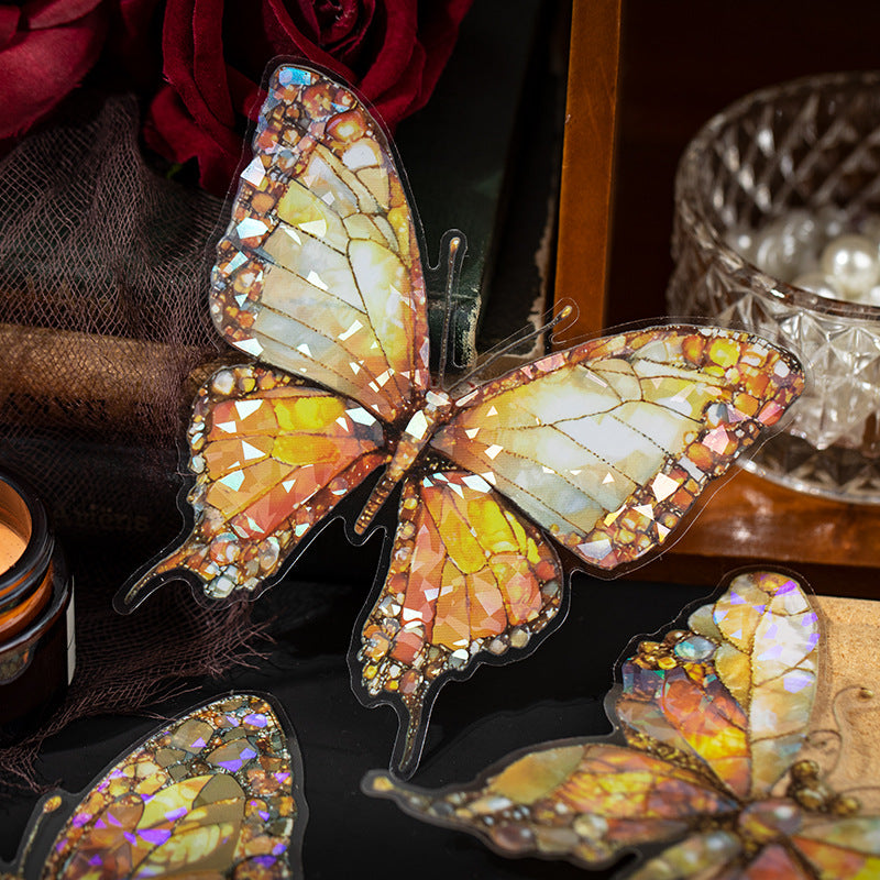 6 Pcs Glitter Butterfly PET Stickers DYJH