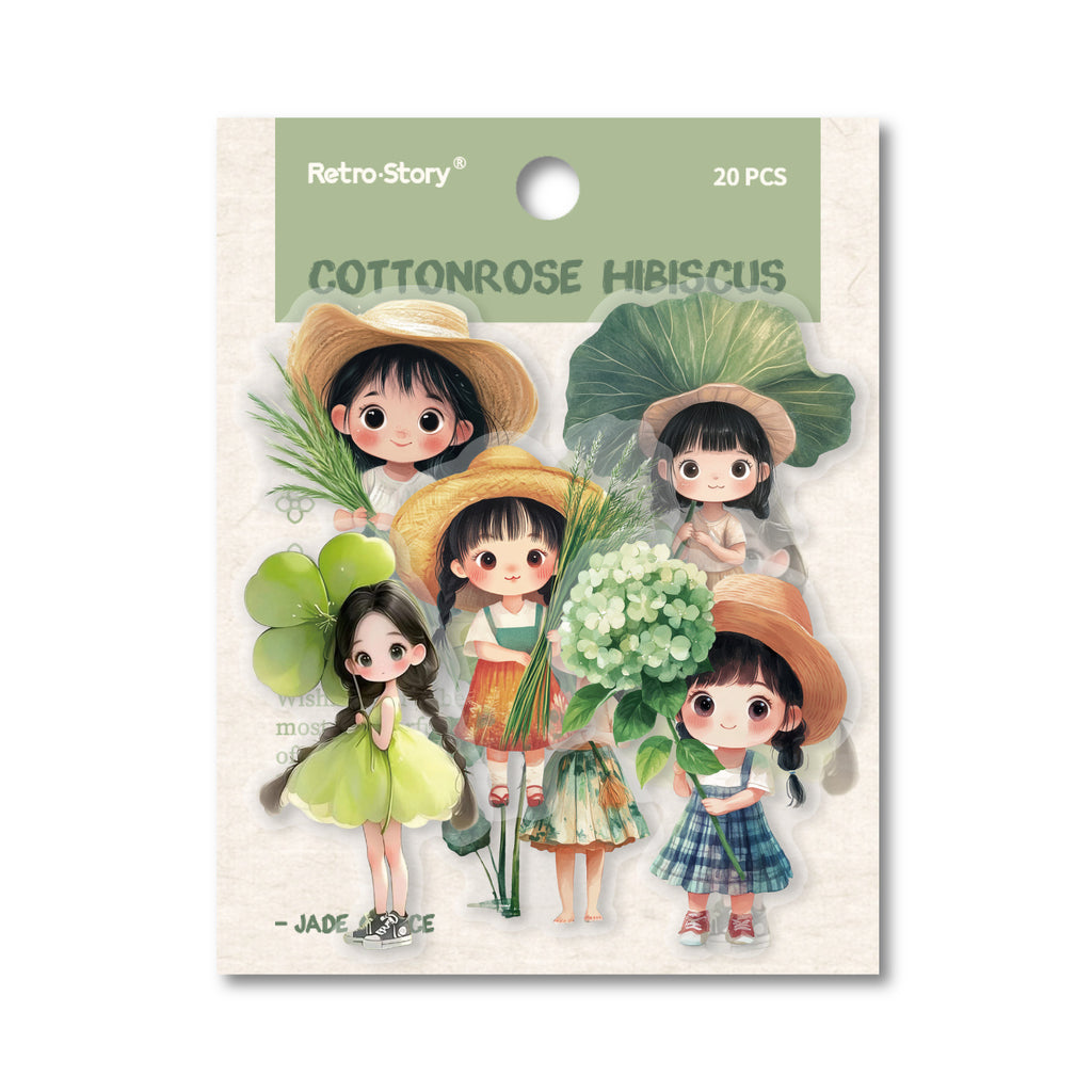 20 Pcs Little Flower Girl PET Stickers FRXL