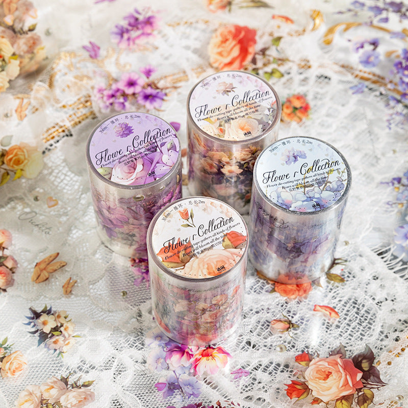 1 Roll Pre-cut PET Flower Stickers Tape HYJX