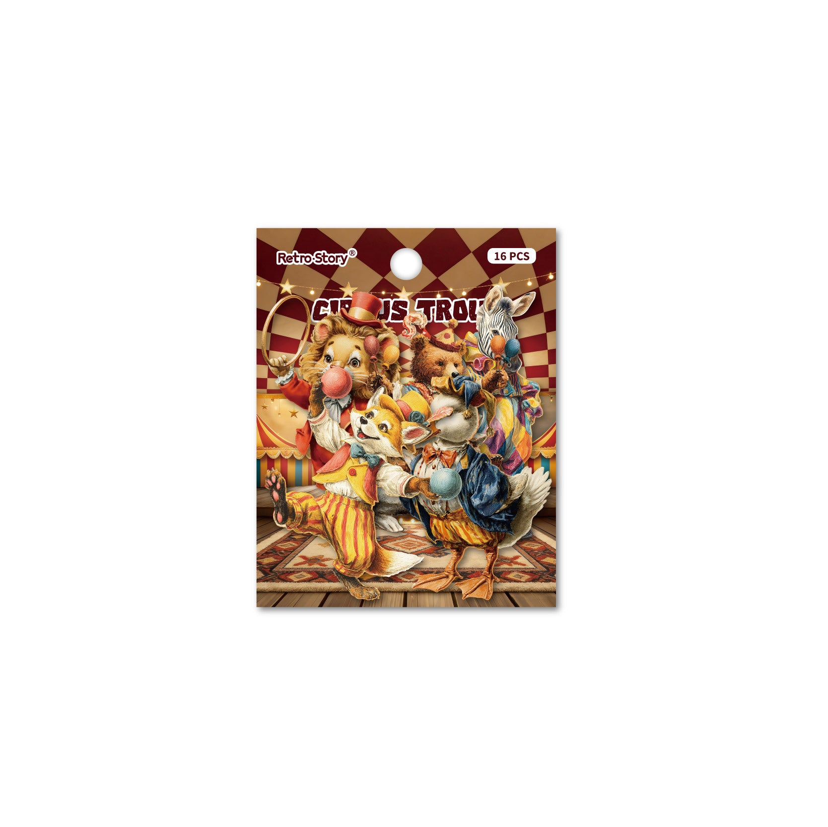 16 Pcs Circus Themed Cardstock Stickers MXTX