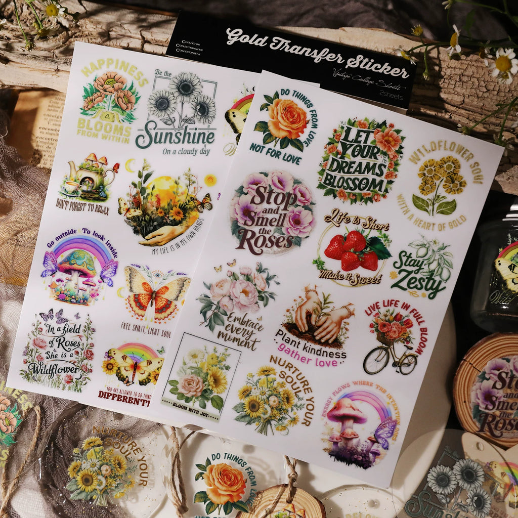 2 Sheets Waterproof Rub on Stickers - Inspirational Quotes