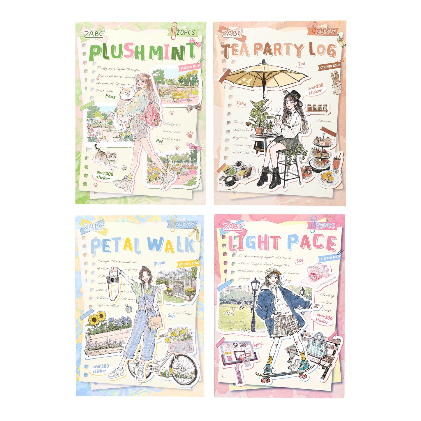 20 Sheets Lifestyle Girl PET Stickers Book QYSHL