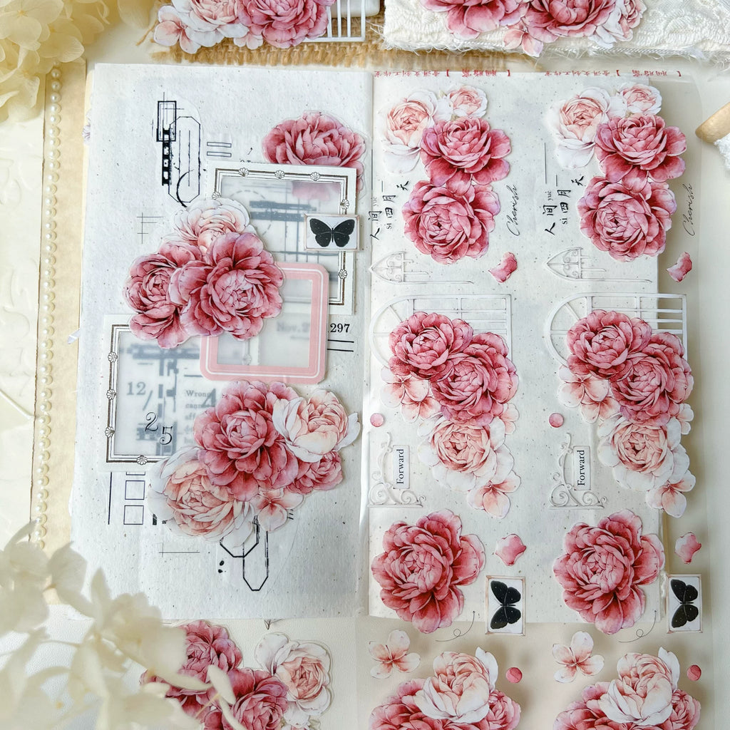 Floral Decorative Tape Rolls- Carmine Window Sill