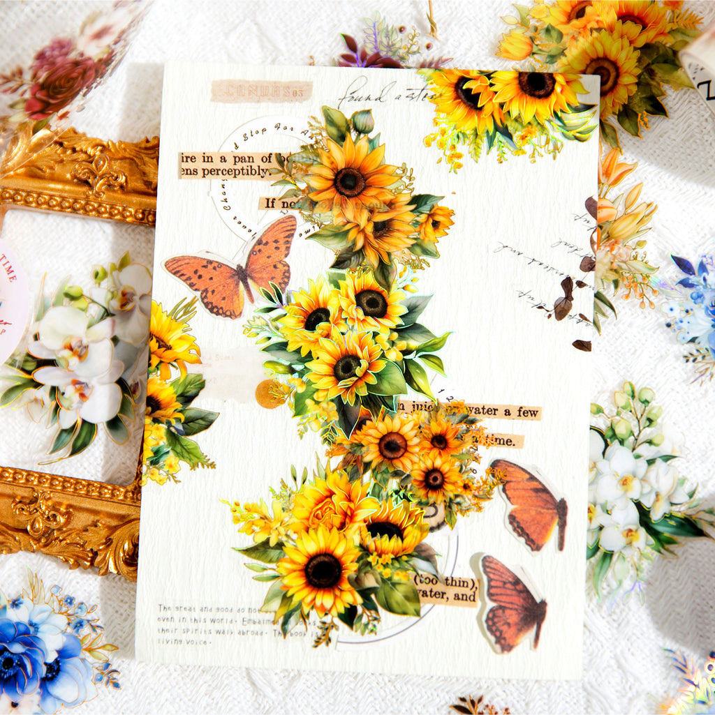 1 Roll Die-cut PET Flower Stickers Tape FFHP