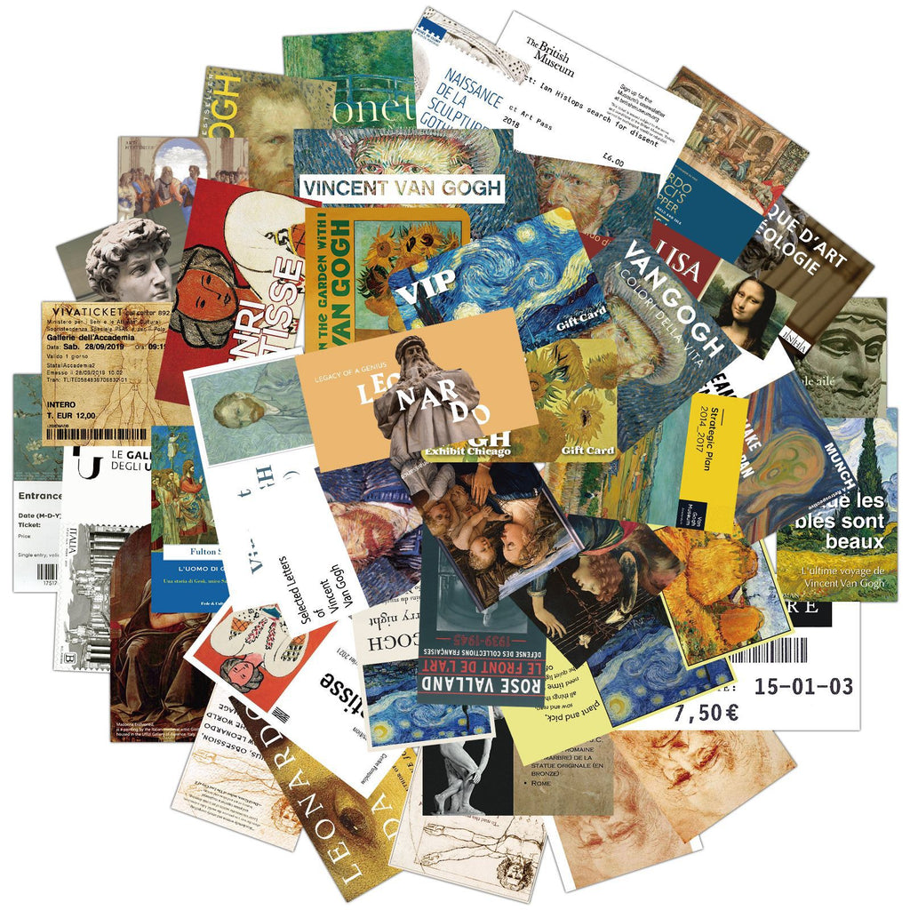 50 Pcs Vinyl Oil Painting Ticket Stickers HT189