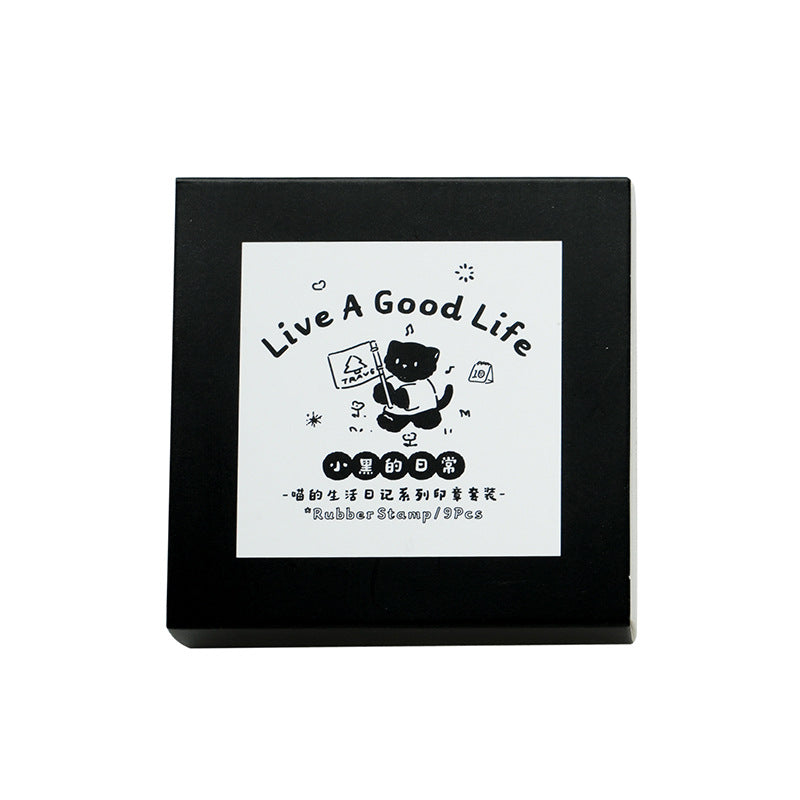 9 Pcs Cat and Bear Wooden Stamp Set MSHRJ