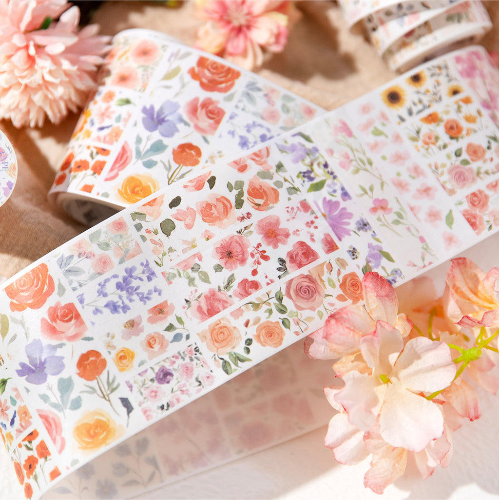 1 Roll Flower Theme Pre-cut Washi Stickers Tape HJQM