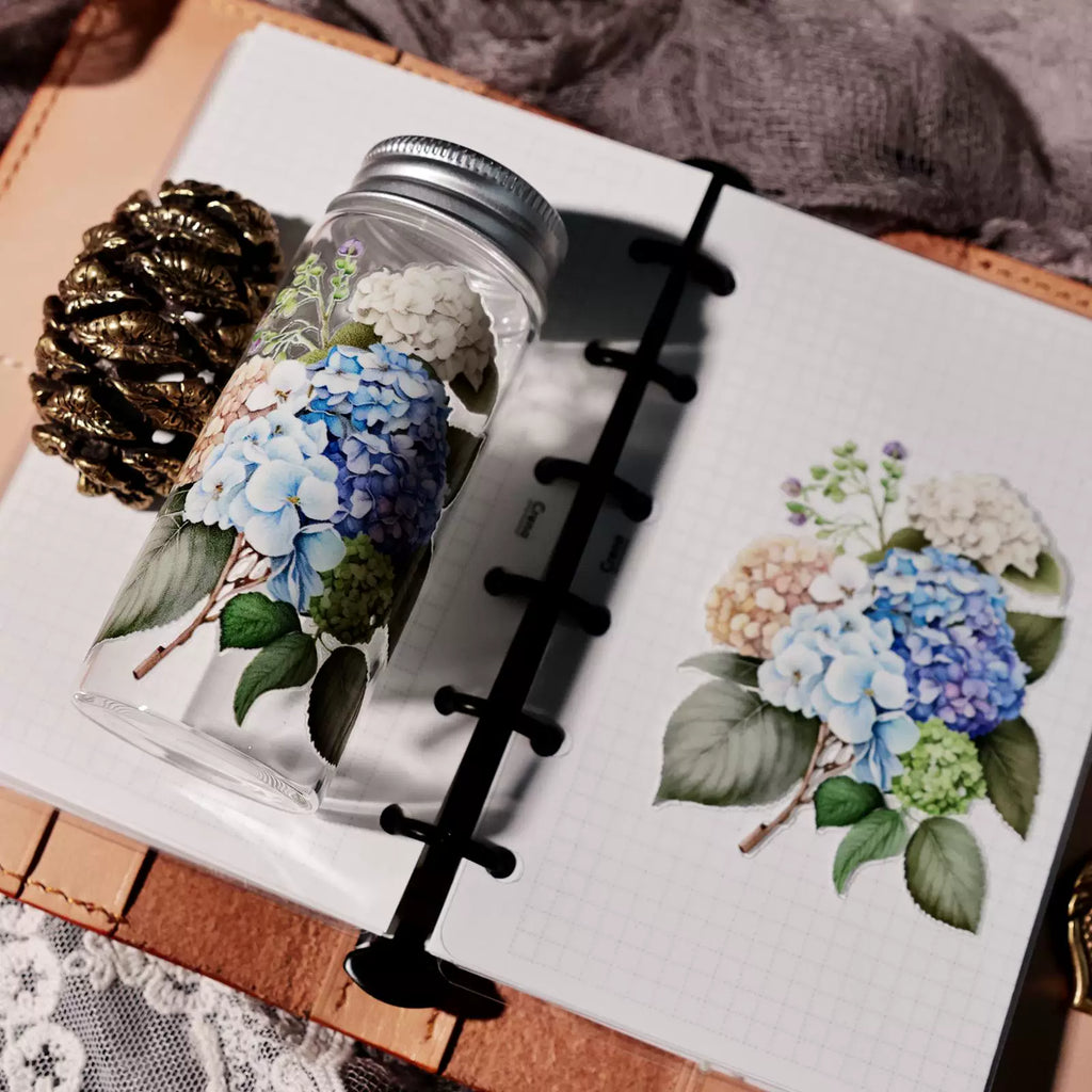 2 Sheets Waterproof Rub on Stickers - Hydrangea