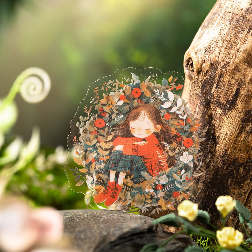12 Pcs Cartoon Little Girl PET Stickers ZYSL