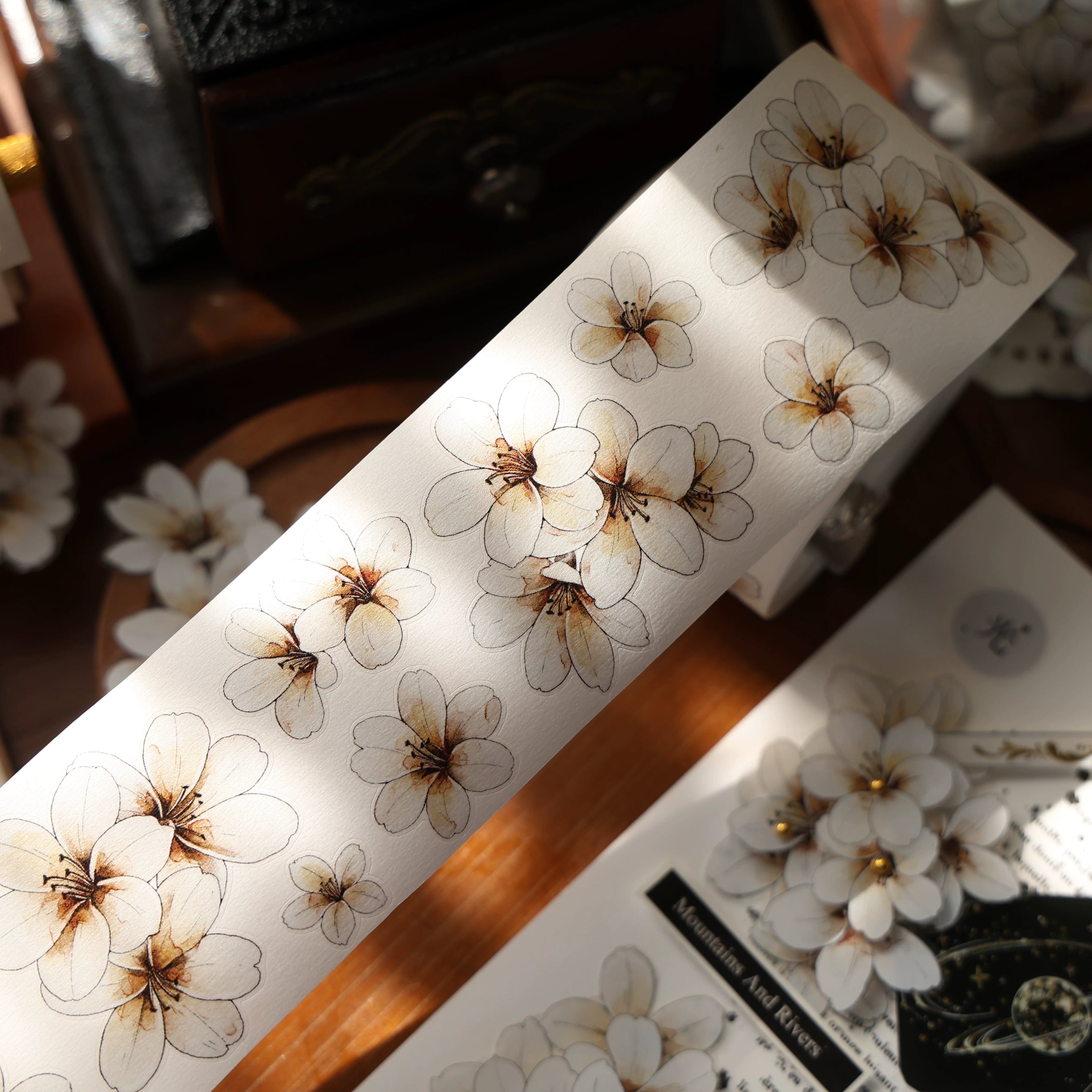 Floral Decorative Tape Rolls- Whisper of White Blooms