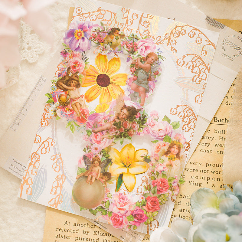 10 Pcs Flower Frame PET Stickers MYTS