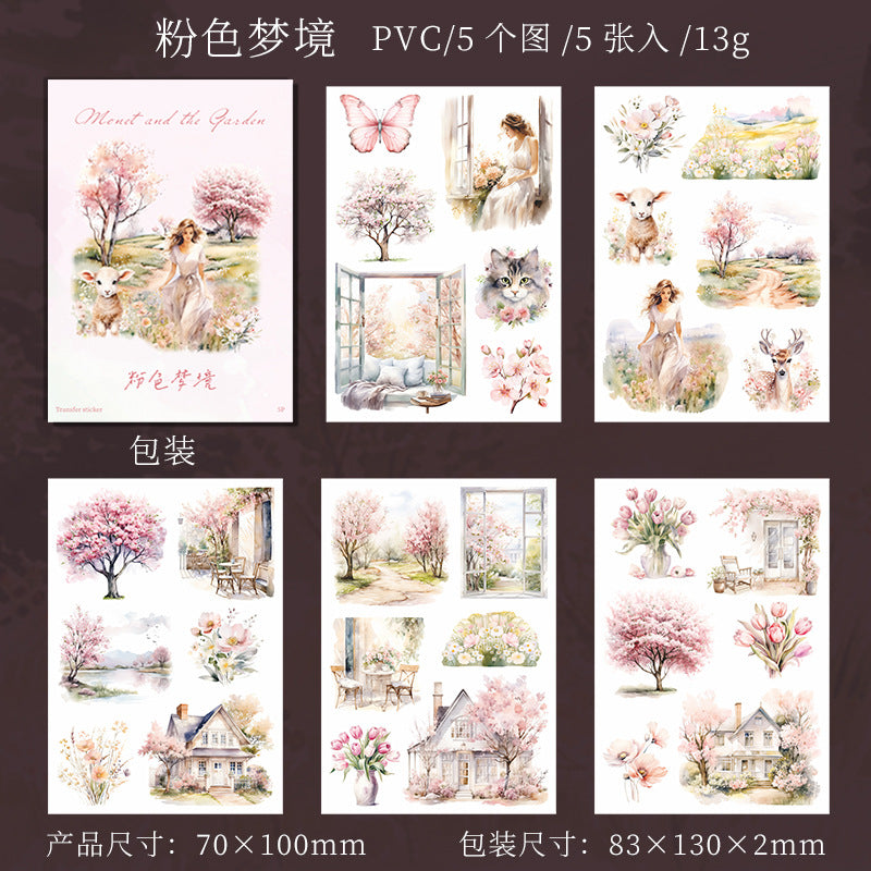 5 Sheets Garden Themed Transfer Stickers MNYHY