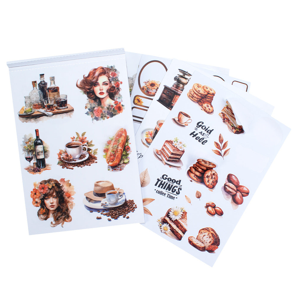 20 Sheets A5 Coffee Lady Spring Stickers Book DHWY