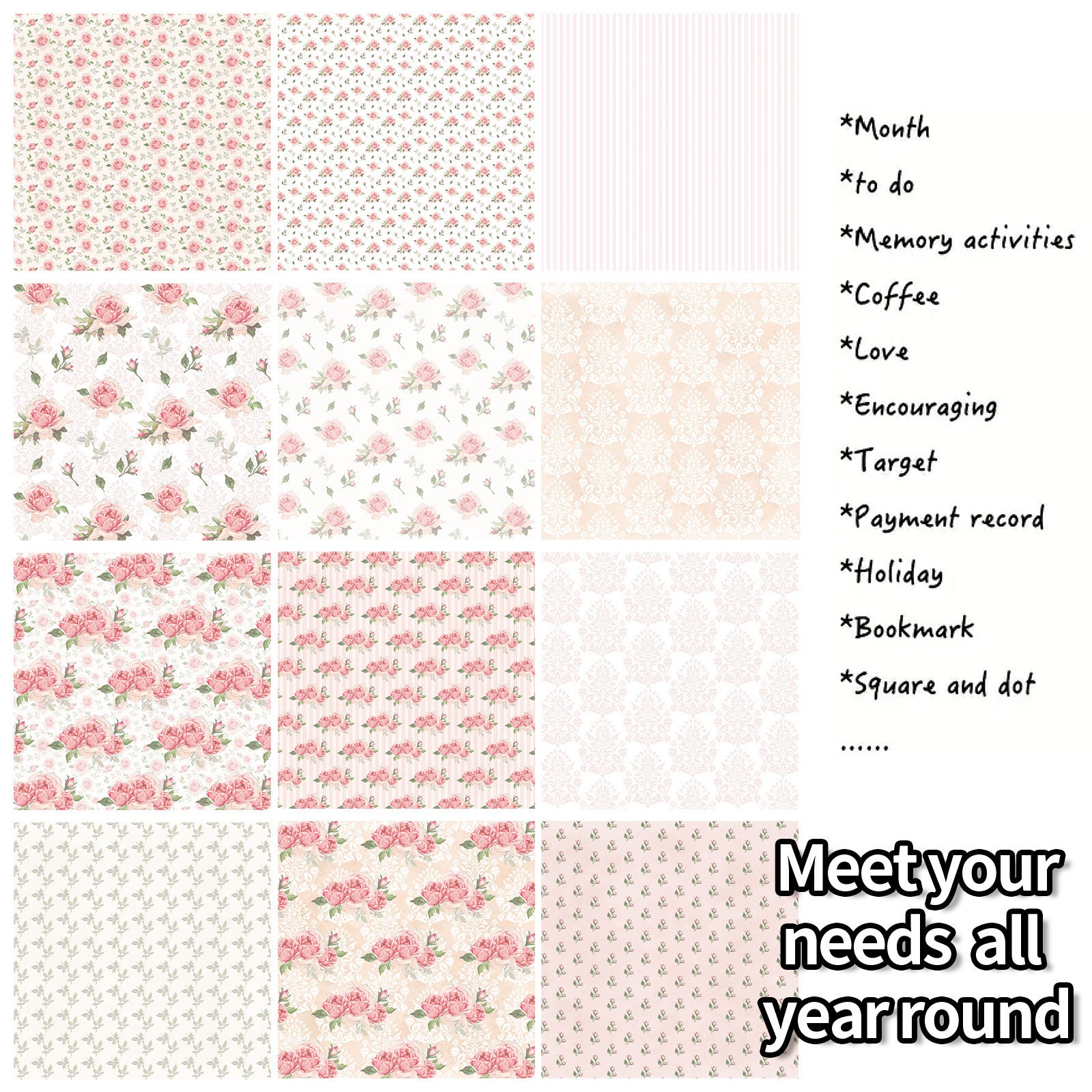 6 inch Pink Rose Scrapbook Paper Pad PA273