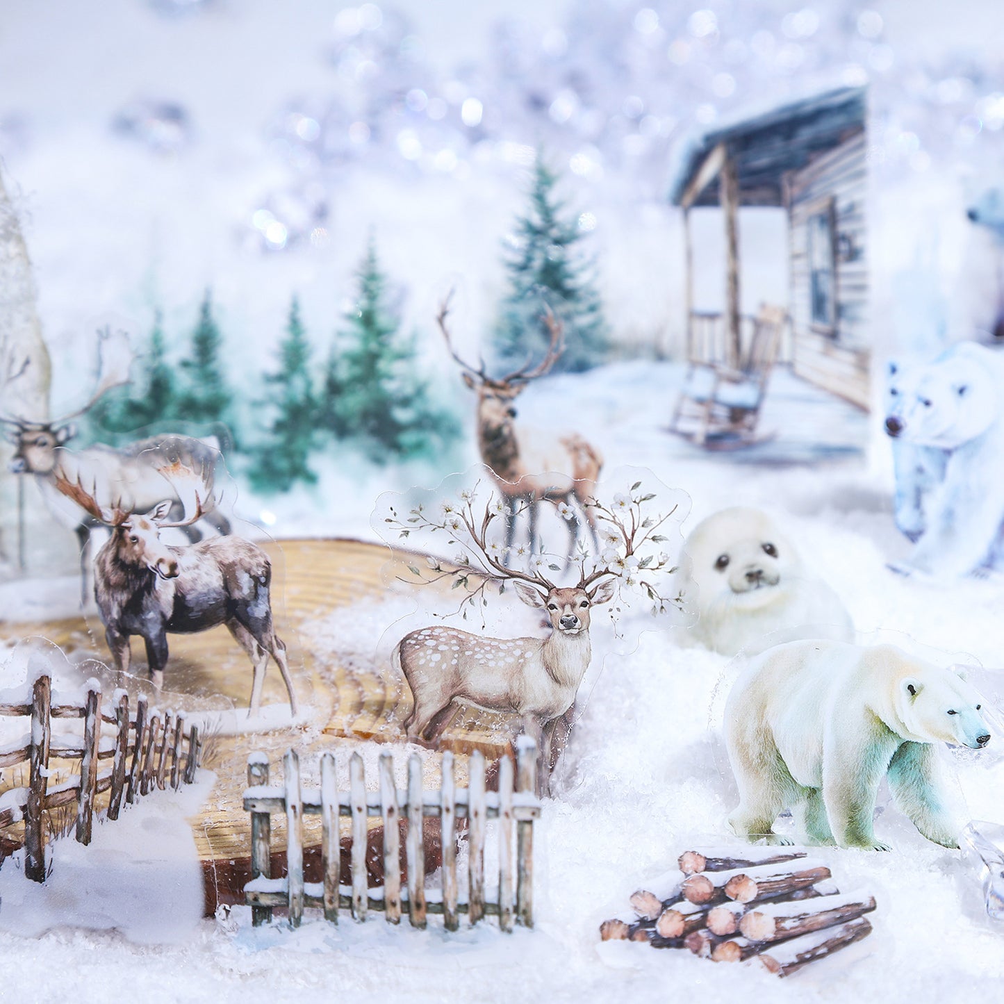 25 Pcs Winter Forest PET Stickers BCSD