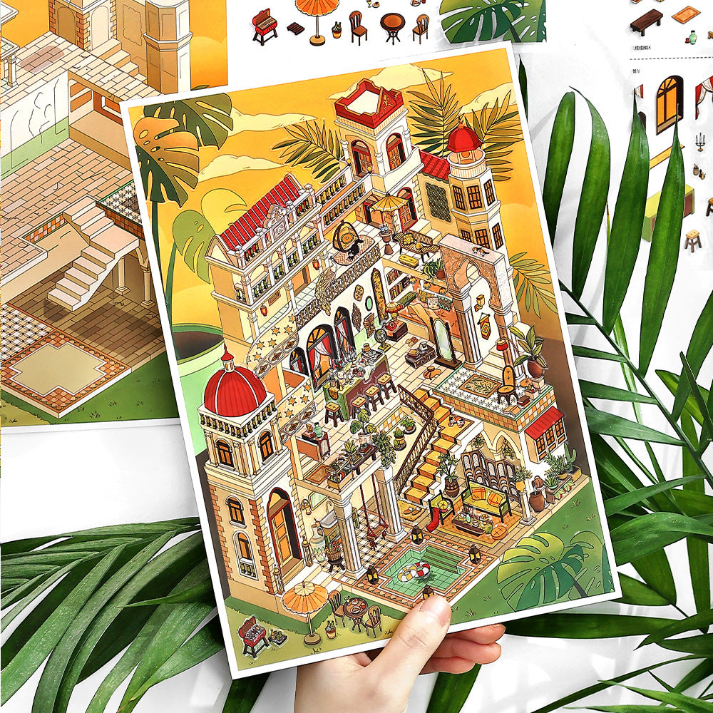 3D House Scene DIY Stickers Kit WDXW